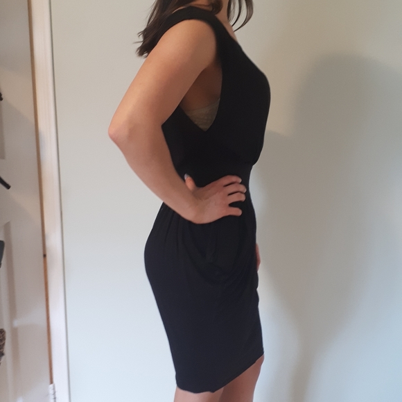 EUC Black Draped H&M Dress - Picture 3 of 4
